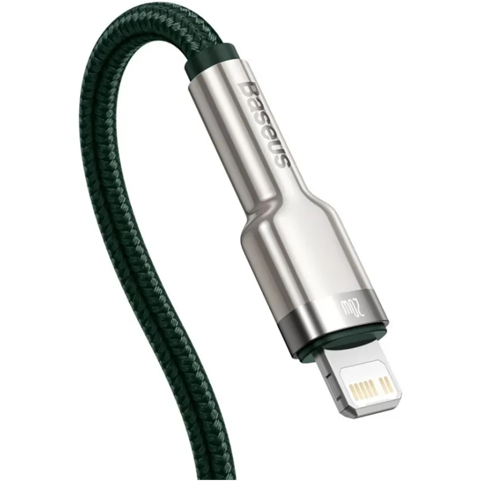 Кабель Baseus Cafule Metal USB Type-C - Lightning (M/M), 20W, PD, 1 м, Green (CATLJK-A06) - мініатюра 4