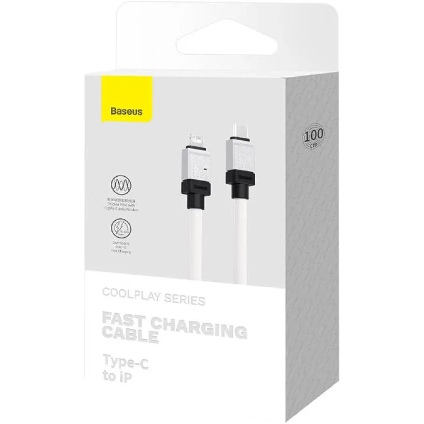 Кабель Baseus CoolPlay Series Fast Charging USB Type-C - Lightning (M/M), 20W, 1 м, White (CAKW000002) - мініатюра 8