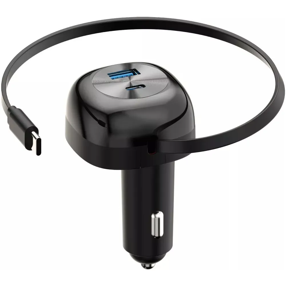 Автомобільний зарядний пристрій Proove Pulsar (1USB, 1USB-C, вбудований кабель USB-C) 65W Black (CCPR65110001) - мініатюра 2