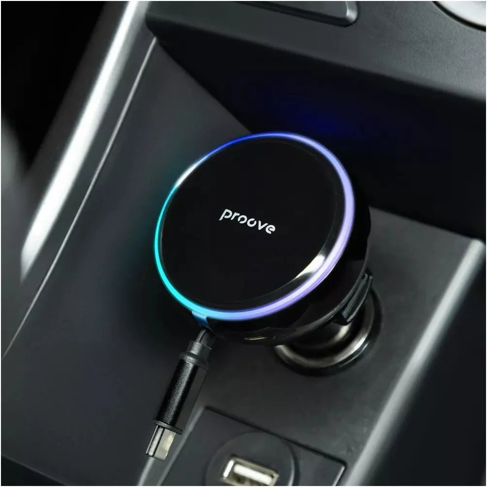 Автомобільний зарядний пристрій Proove Hammer (1USB, 1USB-C, вбудований кабель USB-C) 81W Black (CCHR81110001) - мініатюра 4