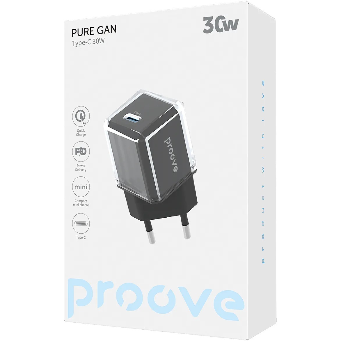 Мережевий зарядний пристрій Proove Pure GaN (1USB-C) 30W Black (WCPU30012201) - мініатюра 9