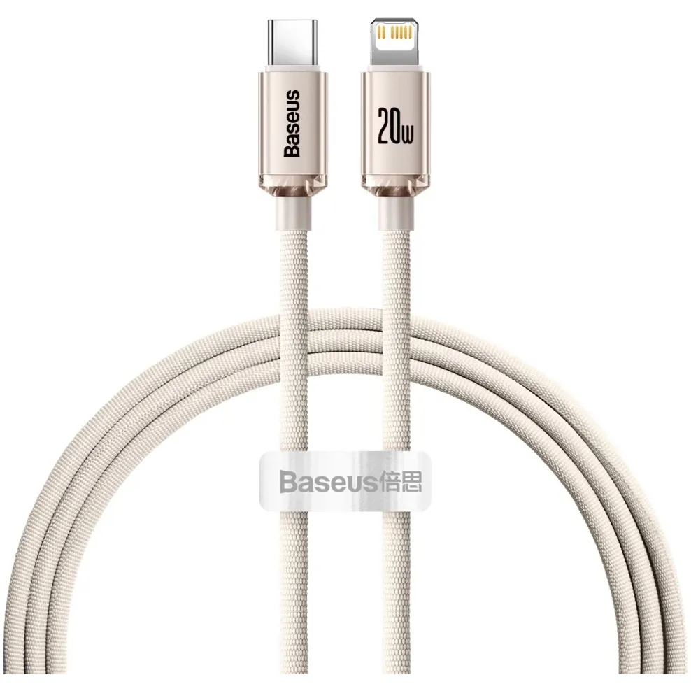 Кабель Baseus Crystal Shine Series Fast Charging USB Type-C - Lightning (M/M), 20W, 1.2 м, Pink (CAJY001304) - зображення 1