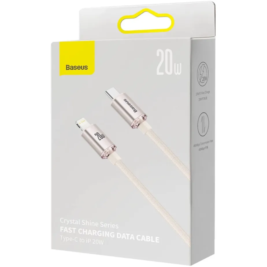 Кабель Baseus Crystal Shine Series Fast Charging USB Type-C - Lightning (M/M), 20W, 1.2 м, Pink (CAJY001304) - мініатюра 11