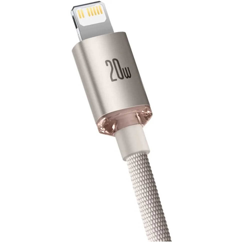 Кабель Baseus Crystal Shine Series Fast Charging USB Type-C - Lightning (M/M), 20W, 1.2 м, Pink (CAJY001304) - мініатюра 3