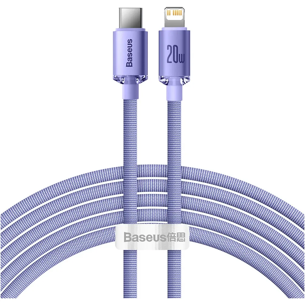 Кабель Baseus Crystal Shine Series Fast Charging USB Type-C - Lightning (M/M), 20W, 2 м, Purple (CAJY000305) - зображення 1