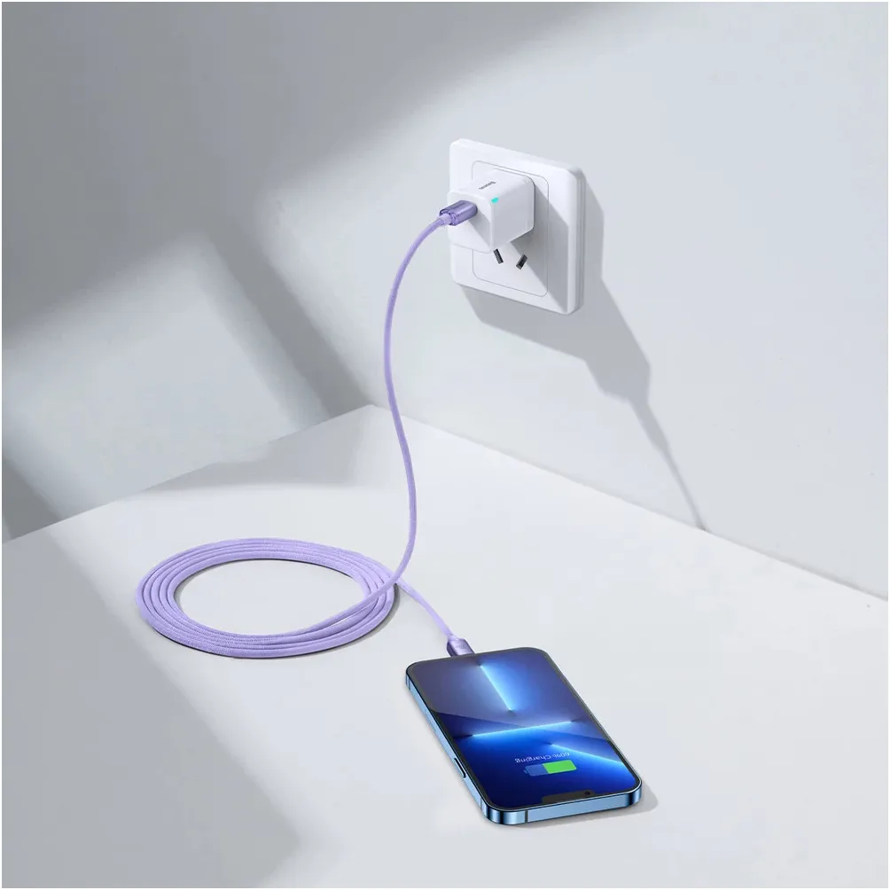 Кабель Baseus Crystal Shine Series Fast Charging USB Type-C - Lightning (M/M), 20W, 2 м, Purple (CAJY000305) - мініатюра 10