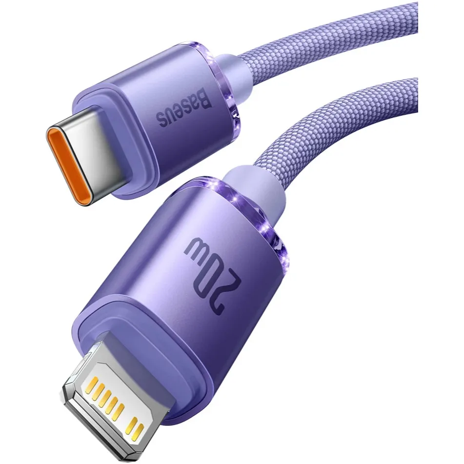 Кабель Baseus Crystal Shine Series Fast Charging USB Type-C - Lightning (M/M), 20W, 2 м, Purple (CAJY000305) - мініатюра 2