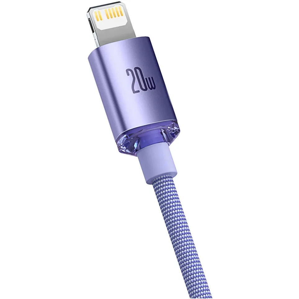 Кабель Baseus Crystal Shine Series Fast Charging USB Type-C - Lightning (M/M), 20W, 2 м, Purple (CAJY000305) - мініатюра 3