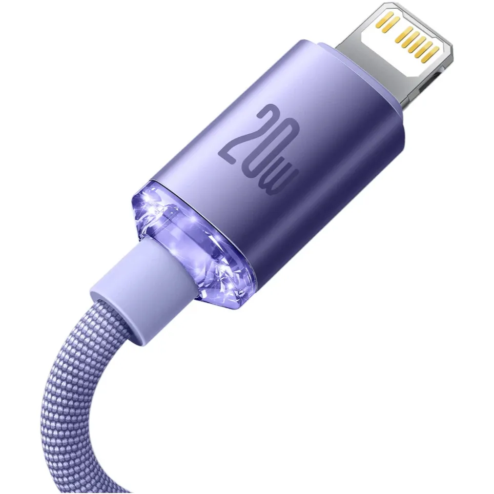 Кабель Baseus Crystal Shine Series Fast Charging USB Type-C - Lightning (M/M), 20W, 2 м, Purple (CAJY000305) - мініатюра 4