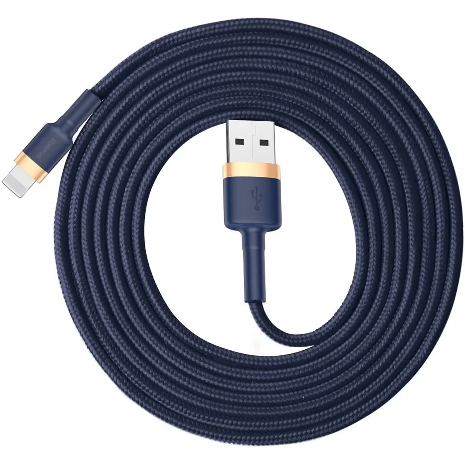 Кабель Baseus Cafule USB Type-A - Lightning (M/M), 1.5A, 2 м, Blue/Gold (CALKLF-CV3) - мініатюра 5