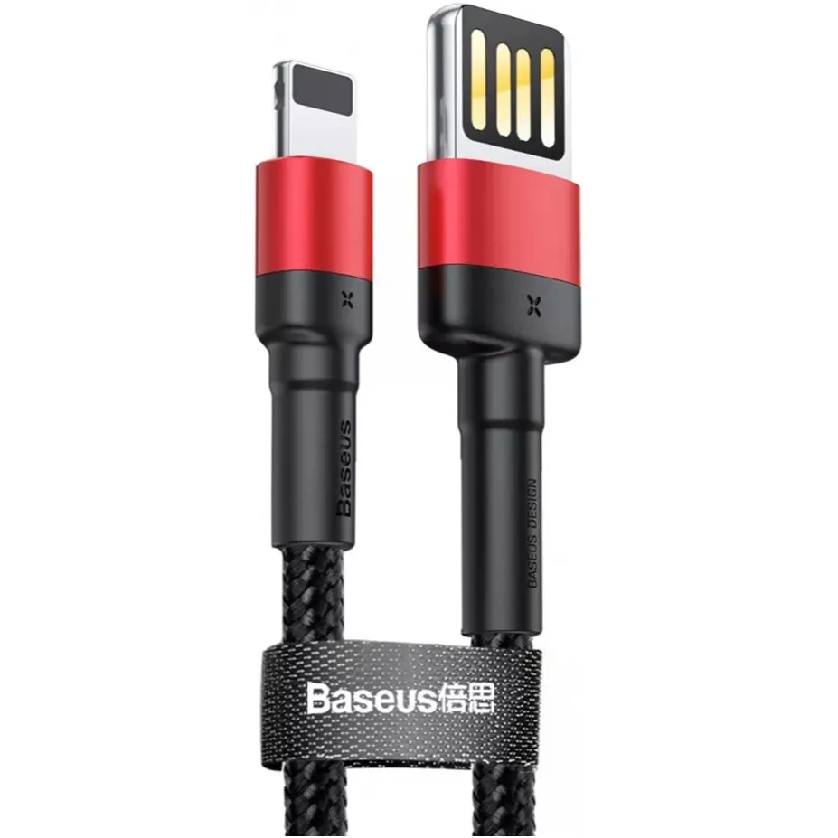 Кабель Baseus Cafule Special Edition USB Type-A - Lightning (M/M), 2.4A, 1 м, Black/Red (CALKLF-G91) - зображення 1