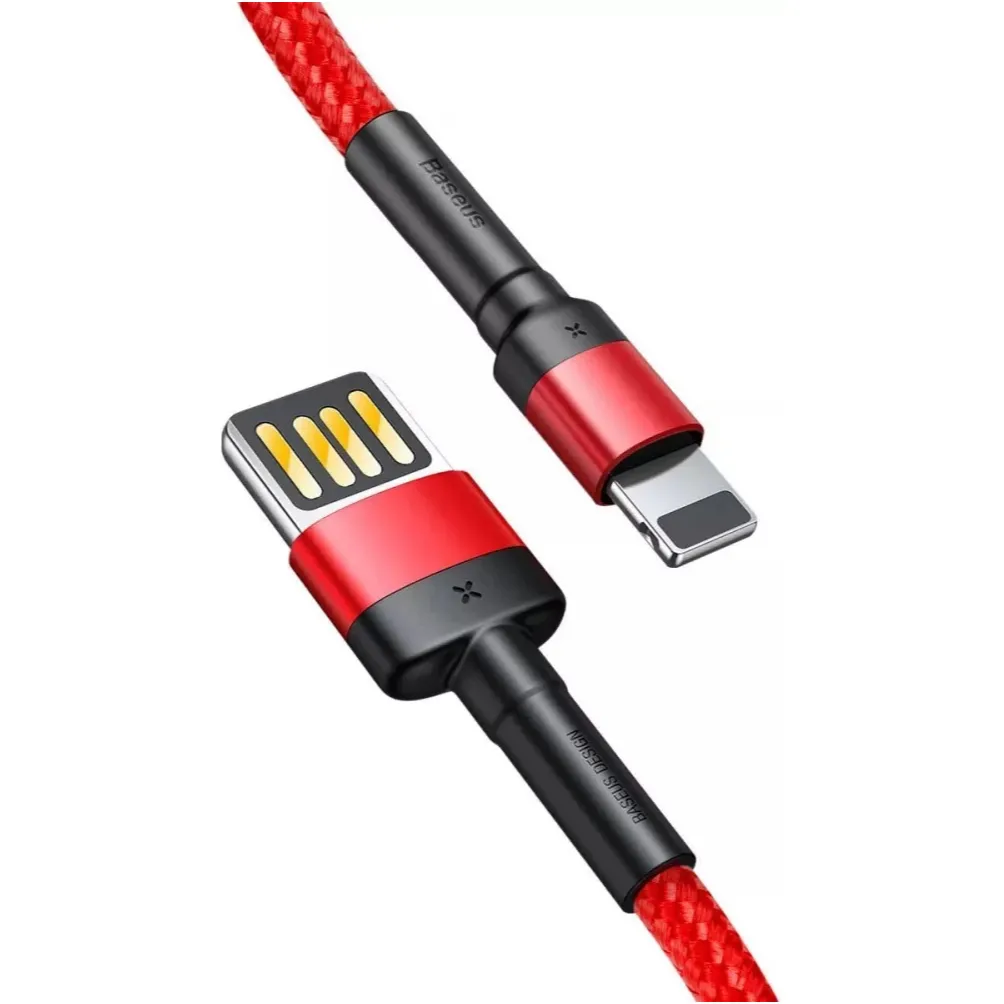 Кабель Baseus Cafule Special Edition USB Type-A - Lightning (M/M), 2.4A, 1 м, Black/Red (CALKLF-G91) - мініатюра 2