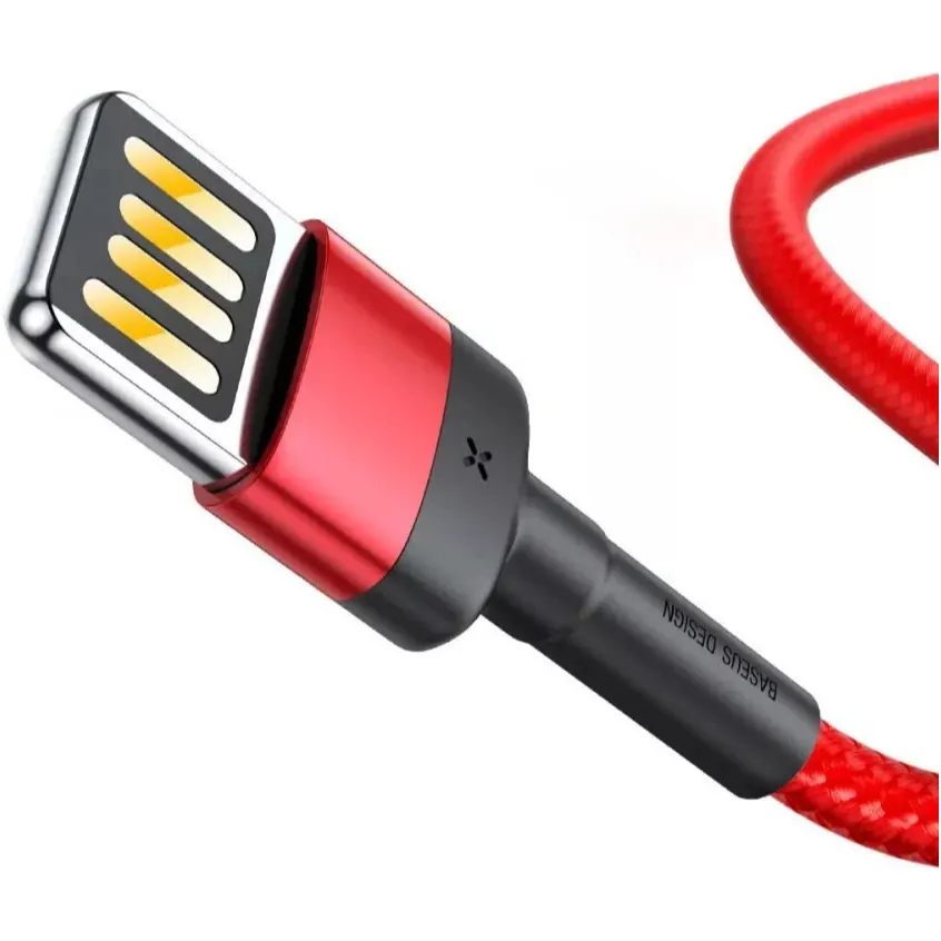 Кабель Baseus Cafule Special Edition USB Type-A - Lightning (M/M), 2.4A, 1 м, Black/Red (CALKLF-G91) - мініатюра 3