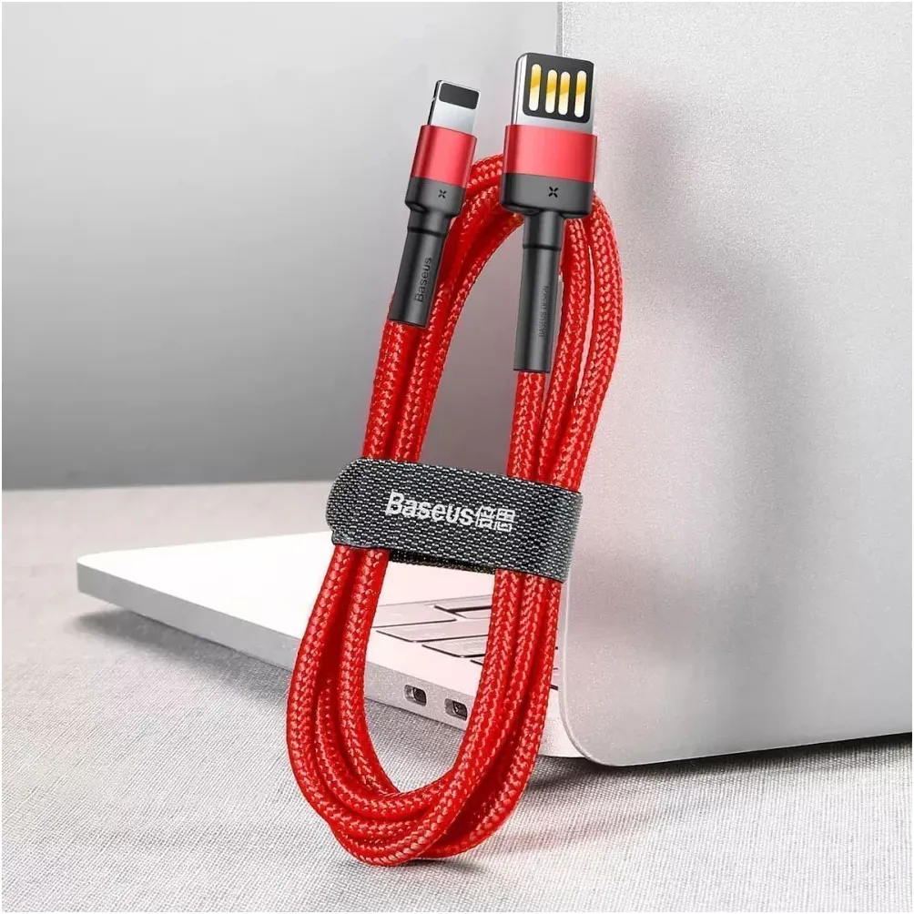 Кабель Baseus Cafule Special Edition USB Type-A - Lightning (M/M), 2.4A, 1 м, Black/Red (CALKLF-G91) - мініатюра 5