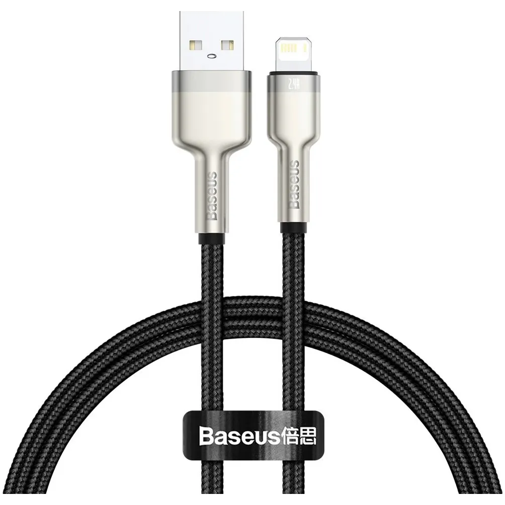 Кабель Baseus Cafule Metaln USB Type-A - Lightning (M/M), 2.4A, 0.25 м, Black (CALJK-01) - зображення 1