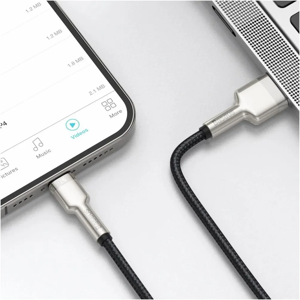 Кабель Baseus Cafule Metaln USB Type-A - Lightning (M/M), 2.4A, 0.25 м, Black (CALJK-01) - мініатюра 10