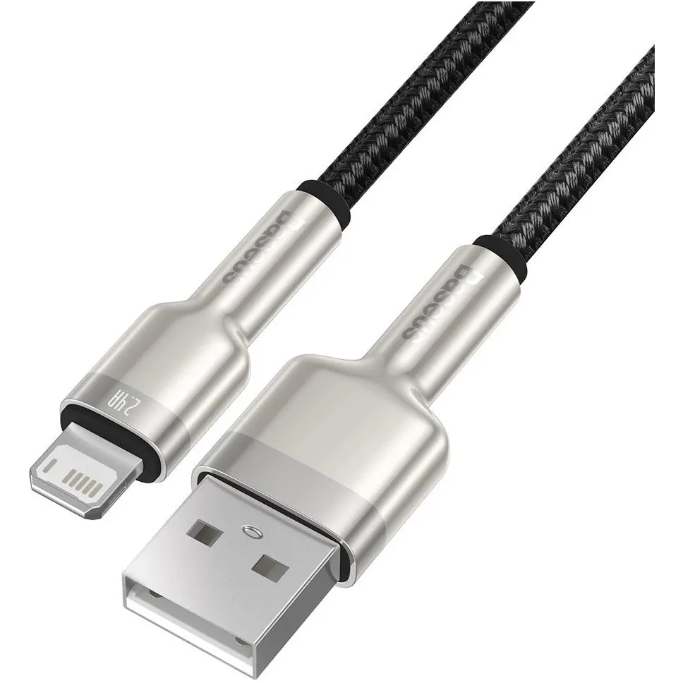 Кабель Baseus Cafule Metaln USB Type-A - Lightning (M/M), 2.4A, 0.25 м, Black (CALJK-01) - мініатюра 2