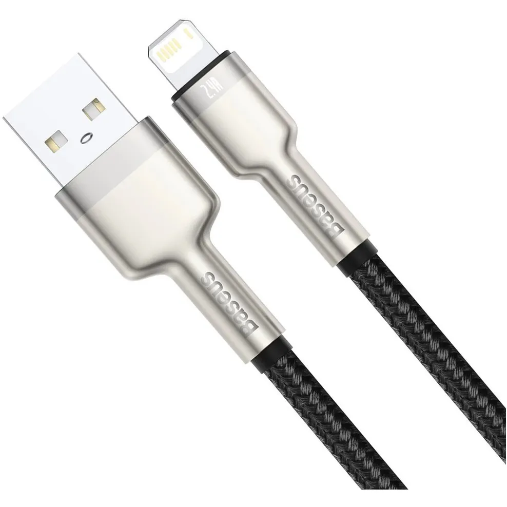 Кабель Baseus Cafule Metaln USB Type-A - Lightning (M/M), 2.4A, 0.25 м, Black (CALJK-01) - мініатюра 4