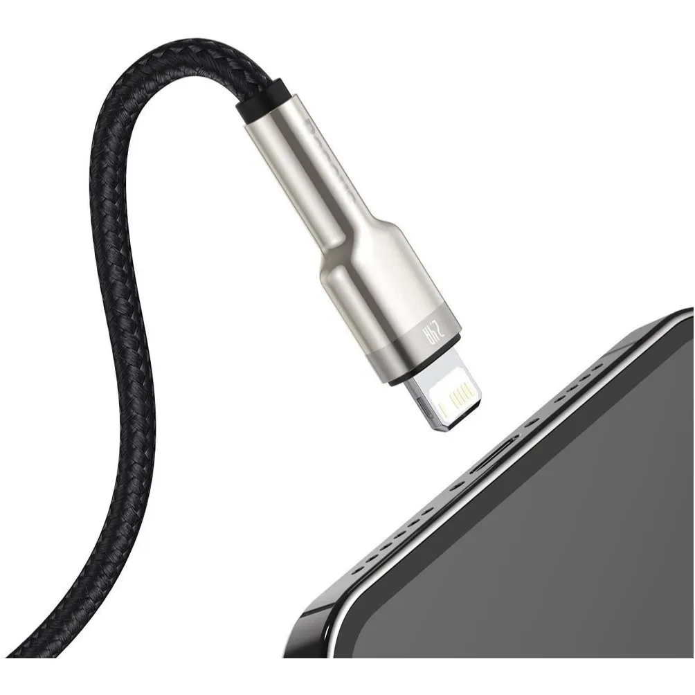 Кабель Baseus Cafule Metaln USB Type-A - Lightning (M/M), 2.4A, 0.25 м, Black (CALJK-01) - мініатюра 7