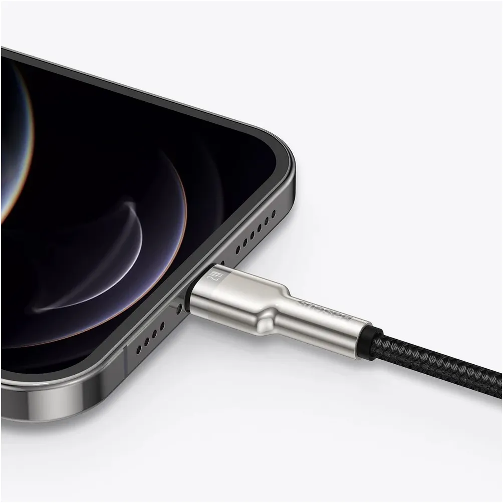 Кабель Baseus Cafule Metaln USB Type-A - Lightning (M/M), 2.4A, 0.25 м, Black (CALJK-01) - мініатюра 8