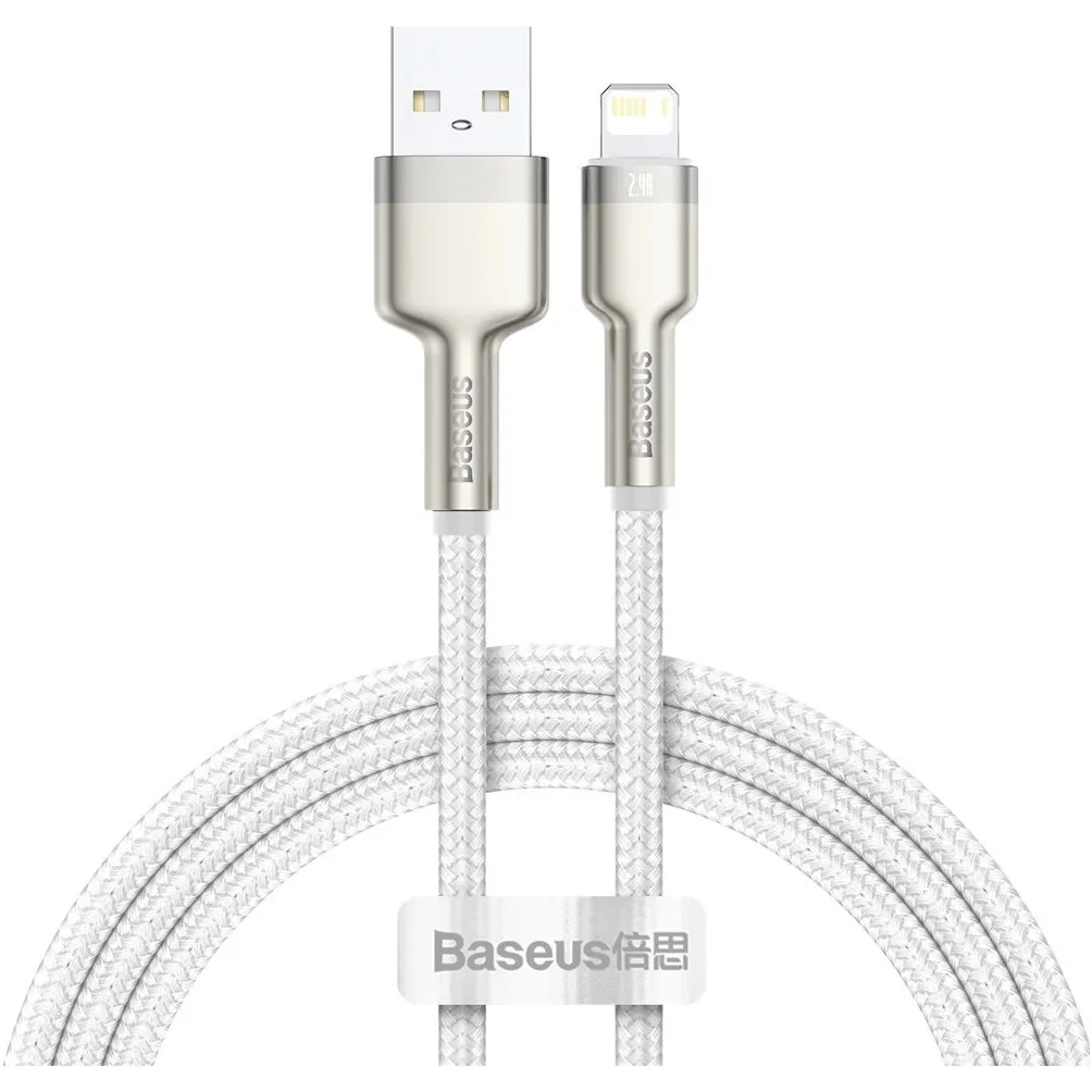Кабель Baseus Cafule Metaln USB Type-A - Lightning (M/M), 2.4A, 1 м, White (CALJK-A02) - зображення 1