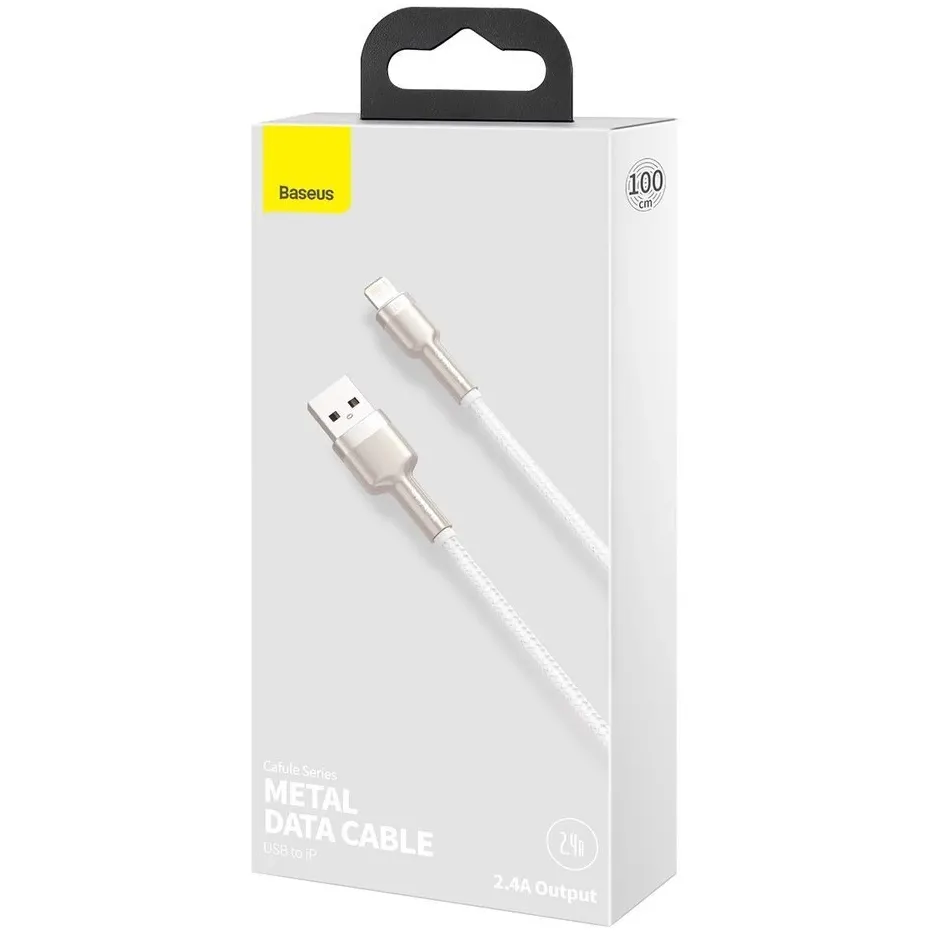 Кабель Baseus Cafule Metaln USB Type-A - Lightning (M/M), 2.4A, 1 м, White (CALJK-A02) - мініатюра 11