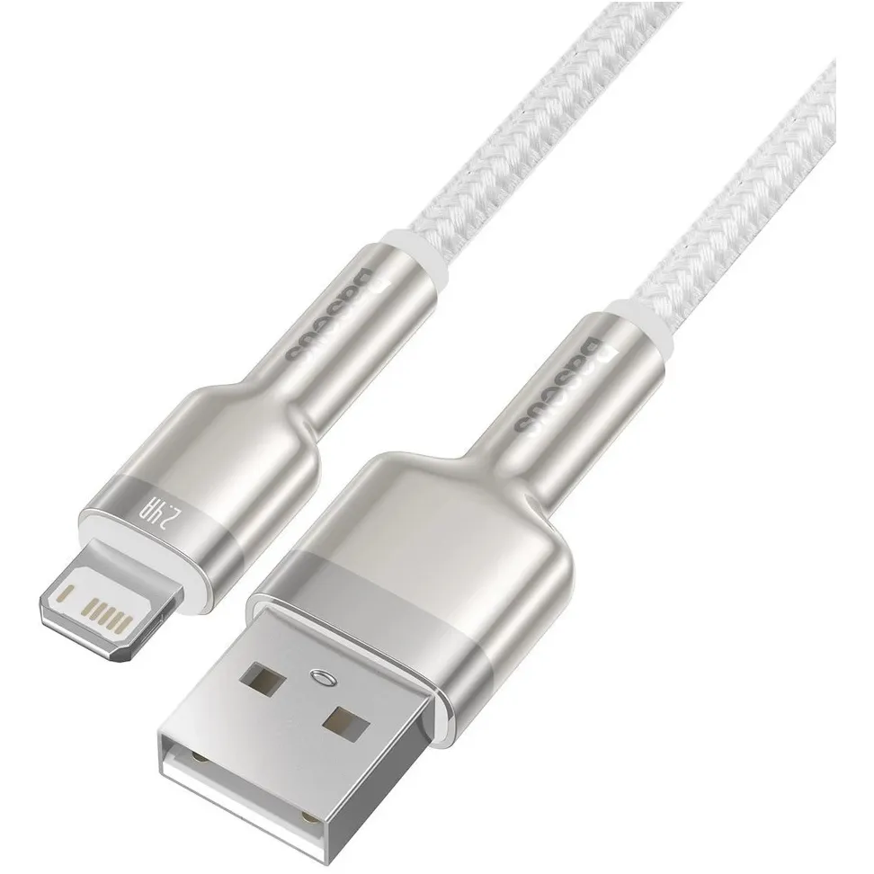 Кабель Baseus Cafule Metaln USB Type-A - Lightning (M/M), 2.4A, 1 м, White (CALJK-A02) - мініатюра 4