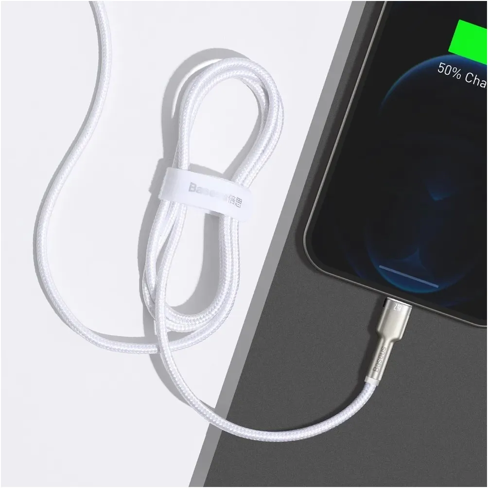 Кабель Baseus Cafule Metaln USB Type-A - Lightning (M/M), 2.4A, 1 м, White (CALJK-A02) - мініатюра 8