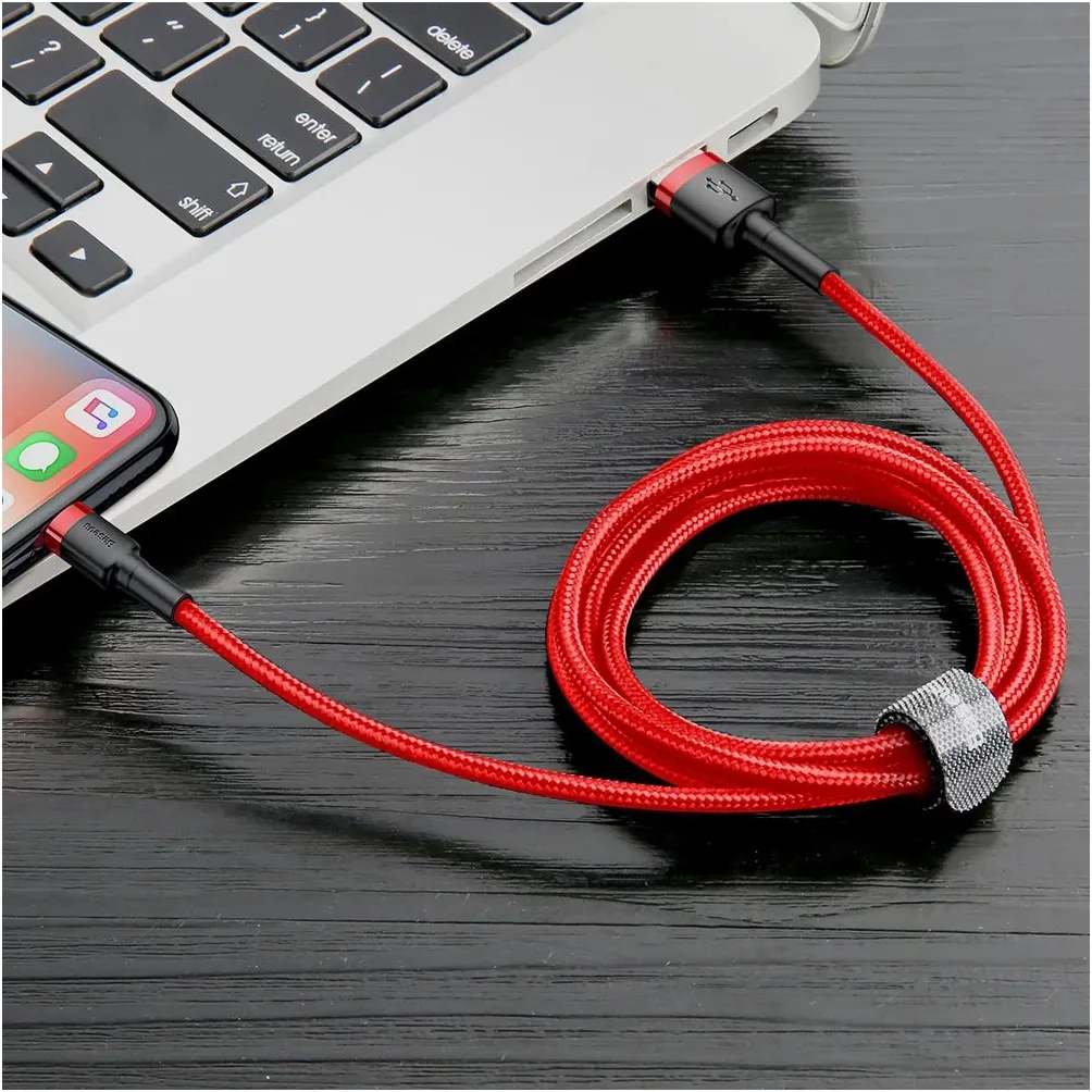 Кабель Baseus Cafule USB Type-A - Lightning (M/M), 2A, 3 м, Red (CALKLF-R09) - мініатюра 7