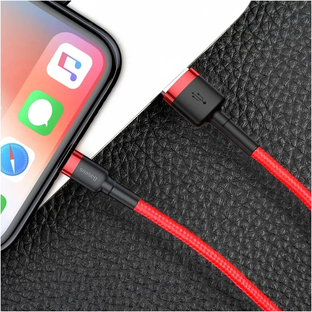 Кабель Baseus Cafule USB Type-A - Lightning (M/M), 2A, 3 м, Red (CALKLF-R09) - мініатюра 8