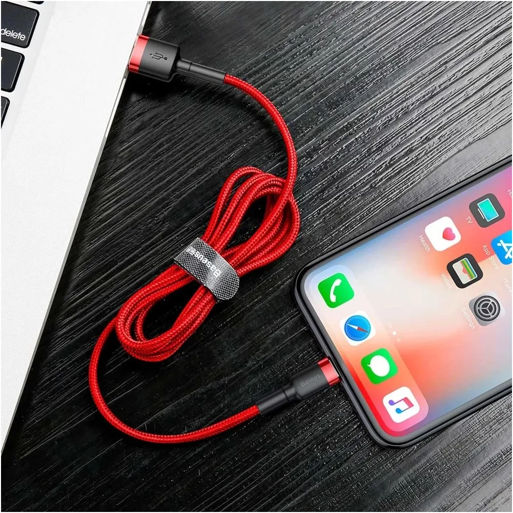 Кабель Baseus Cafule USB Type-A - Lightning (M/M), 2A, 3 м, Red (CALKLF-R09) - мініатюра 9