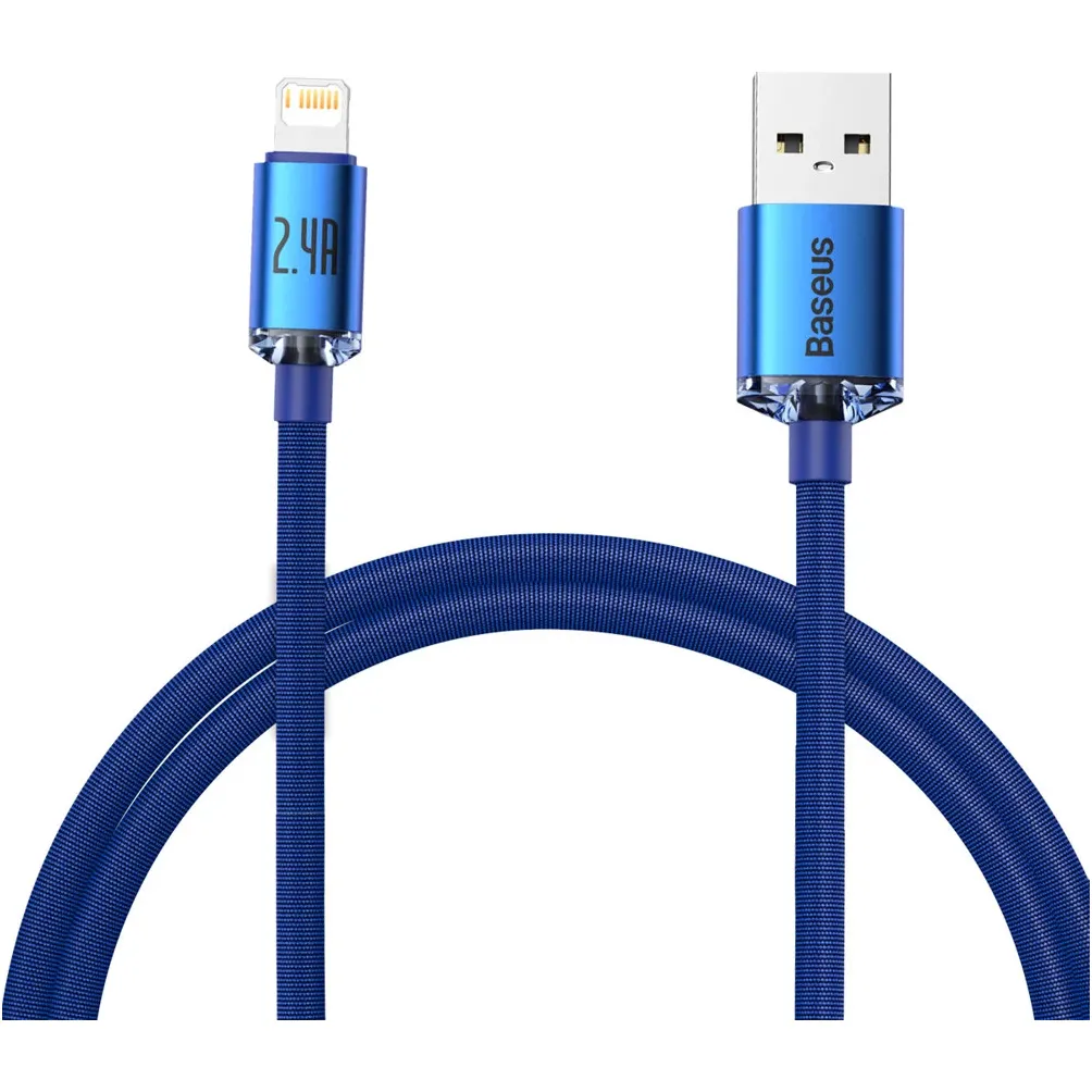 Кабель Baseus Crystal Shine Series Fast Charging USB Type-A - Lightning (M/M), 2.4A, 1.2 м, Blue (CAJY000003) - зображення 1