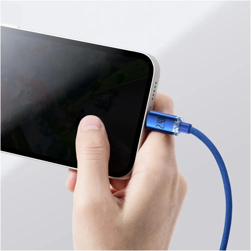 Кабель Baseus Crystal Shine Series Fast Charging USB Type-A - Lightning (M/M), 2.4A, 1.2 м, Blue (CAJY000003) - мініатюра 7