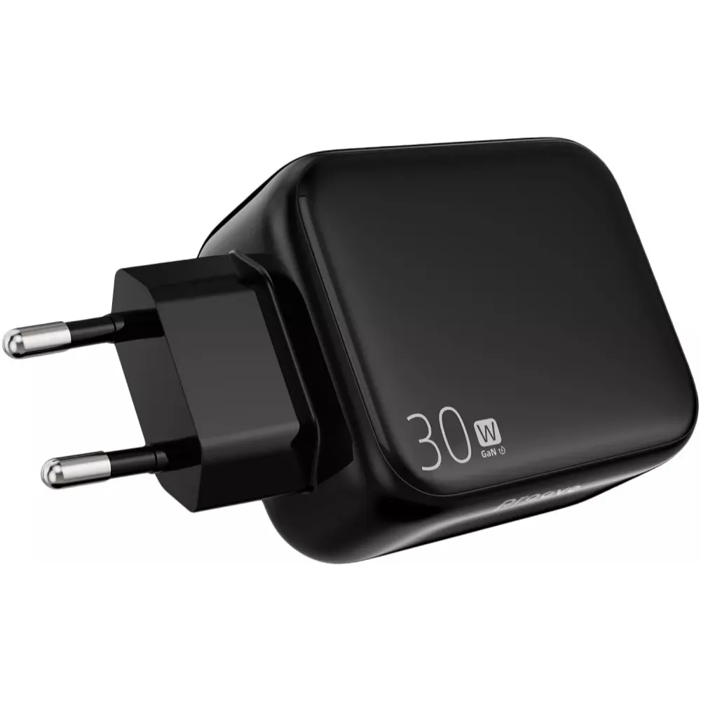 Мережевий зарядний пристрій Proove Fixtape GaN (1USB-C, вбудований кабель USB-C) 30W Black (WCFP30010201) - зображення 1