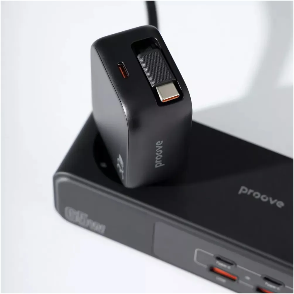 Мережевий зарядний пристрій Proove Fixtape GaN (1USB-C, вбудований кабель USB-C) 30W Black (WCFP30010201) - мініатюра 3