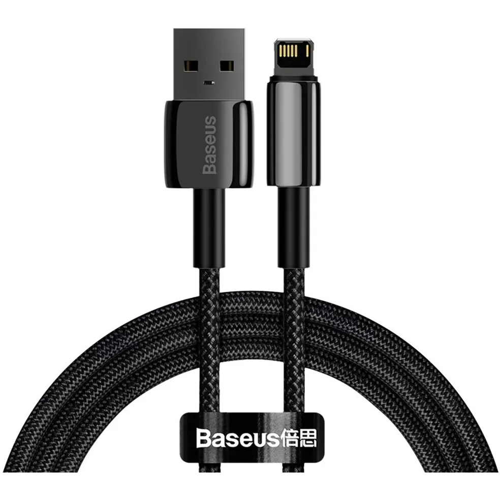Кабель Baseus Tungsten Gold Fast Charging USB Type-A - Lightning (M/M), 2.4A, 1 м, Black (CALWJ-01) - зображення 1