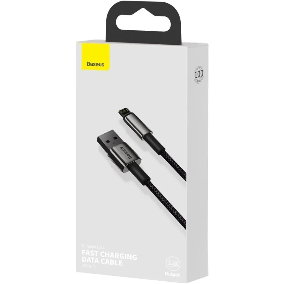 Кабель Baseus Tungsten Gold Fast Charging USB Type-A - Lightning (M/M), 2.4A, 1 м, Black (CALWJ-01) - мініатюра 11