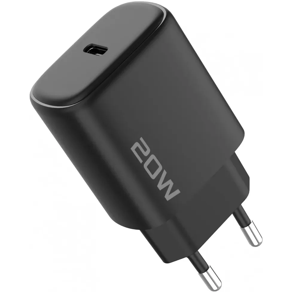 Мережевий зарядний пристрій Proove Silicone Power 2 (1USB-C) 20W Black (WCSP22010001) + кабель USB Type-C 1 м Lightning - зображення 1