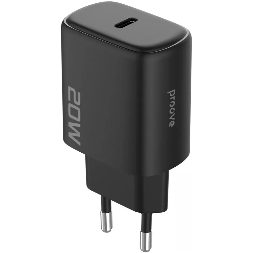 Мережевий зарядний пристрій Proove Silicone Power 2 (1USB-C) 20W Black (WCSP22010001) + кабель USB Type-C 1 м Lightning - мініатюра 2