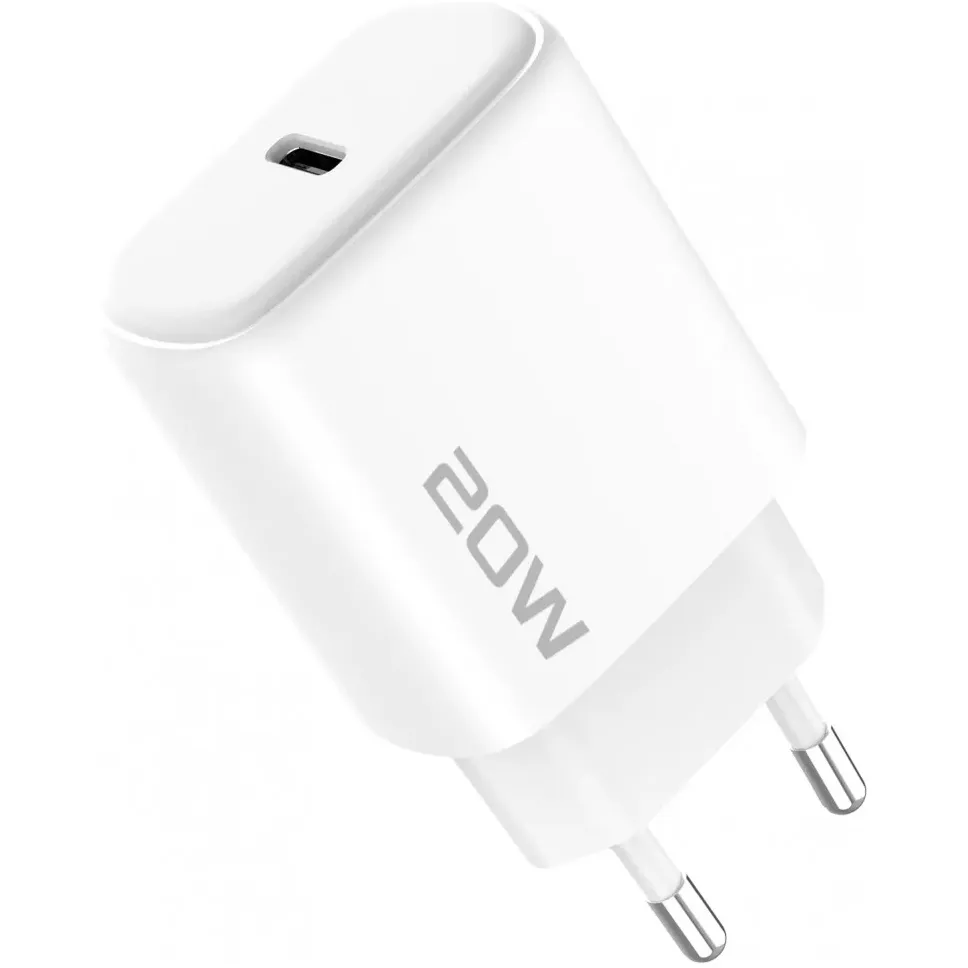 Мережевий зарядний пристрій Proove Silicone Power 2 (1USB-C) 20W White (WCSP22010002) + кабель USB Type-C 1 м Lightning - зображення 1