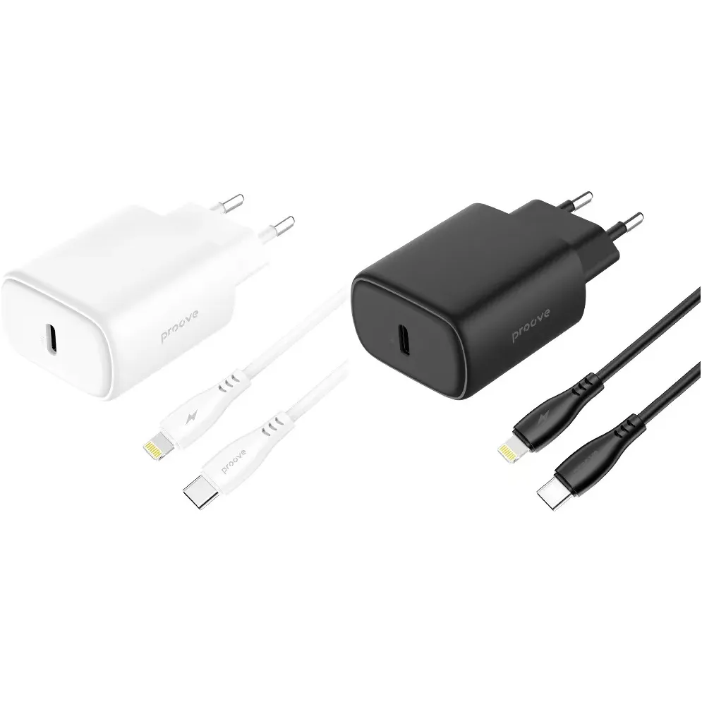 Мережевий зарядний пристрій Proove Silicone Power 2 (1USB-C) 20W White (WCSP22010002) + кабель USB Type-C 1 м Lightning - мініатюра 5