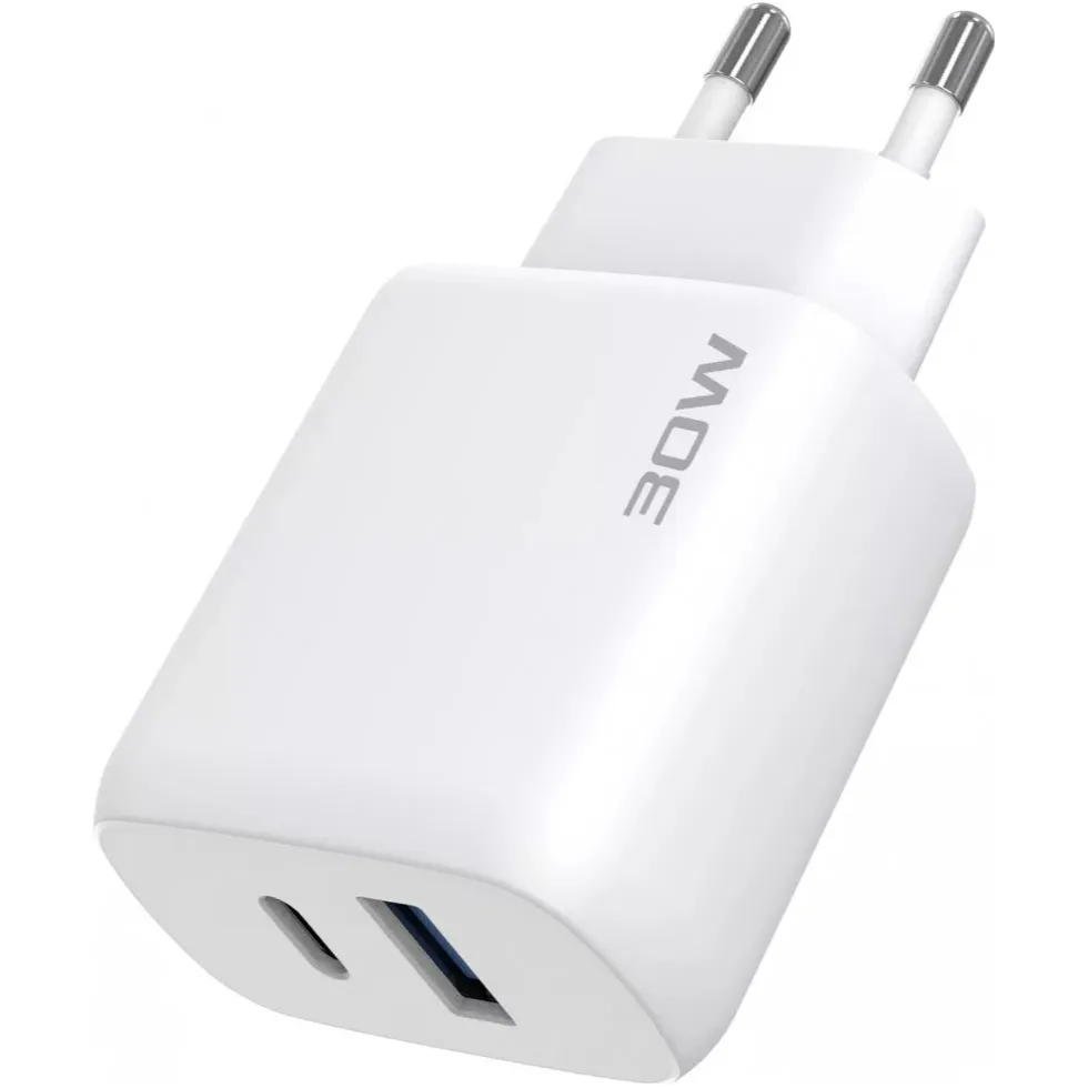 Мережевий зарядний пристрій Proove Silicone Power 2 (1USB-C, 1USB) 30W White (WCSP23011002) + кабель USB Type-C 1 м - мініатюра 2