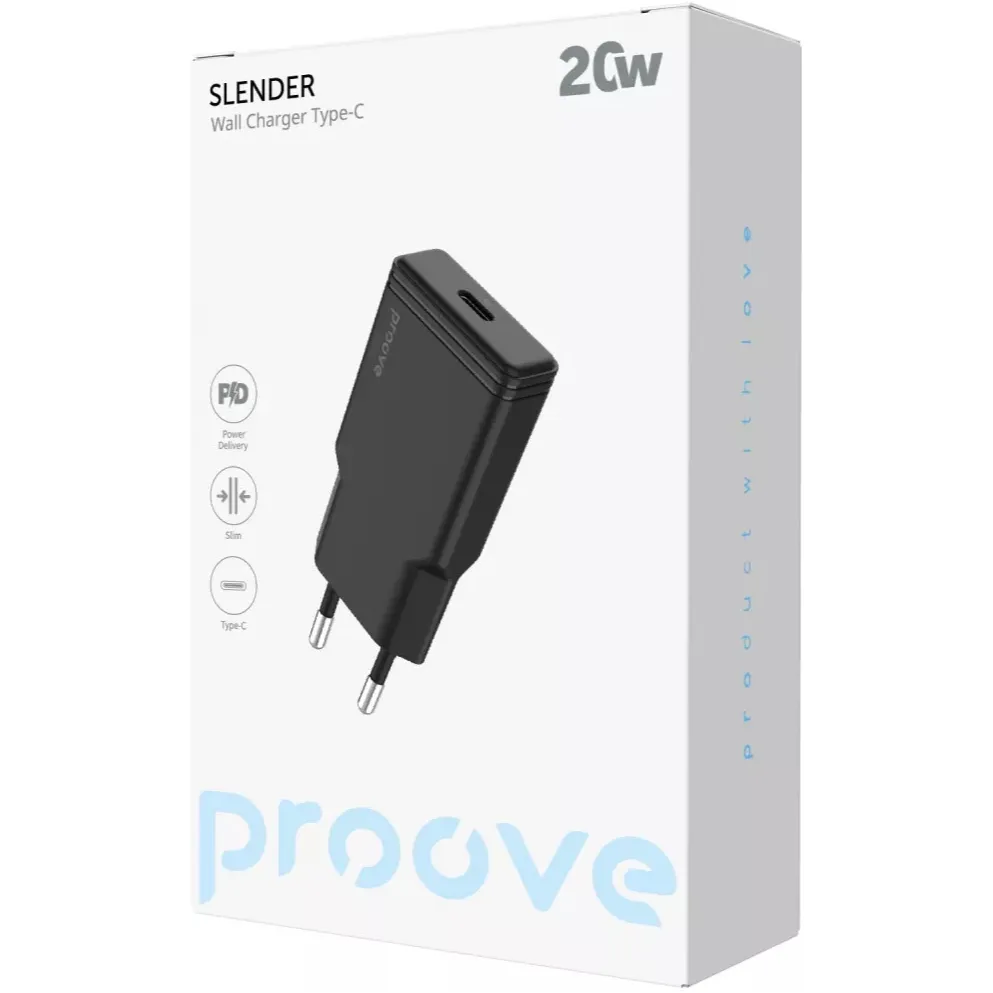 Мережевий зарядний пристрій Proove Slender (1USB-C) 20W Black (WCSS20010001) - мініатюра 5