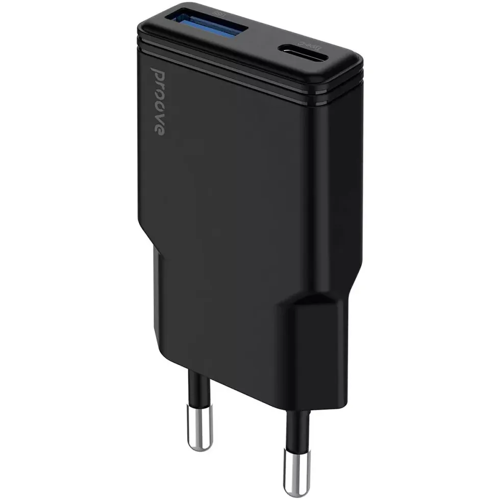 Мережевий зарядний пристрій Proove Slender (1USB-C, 1USB) 30W Black (WCSL30110001) - зображення 1