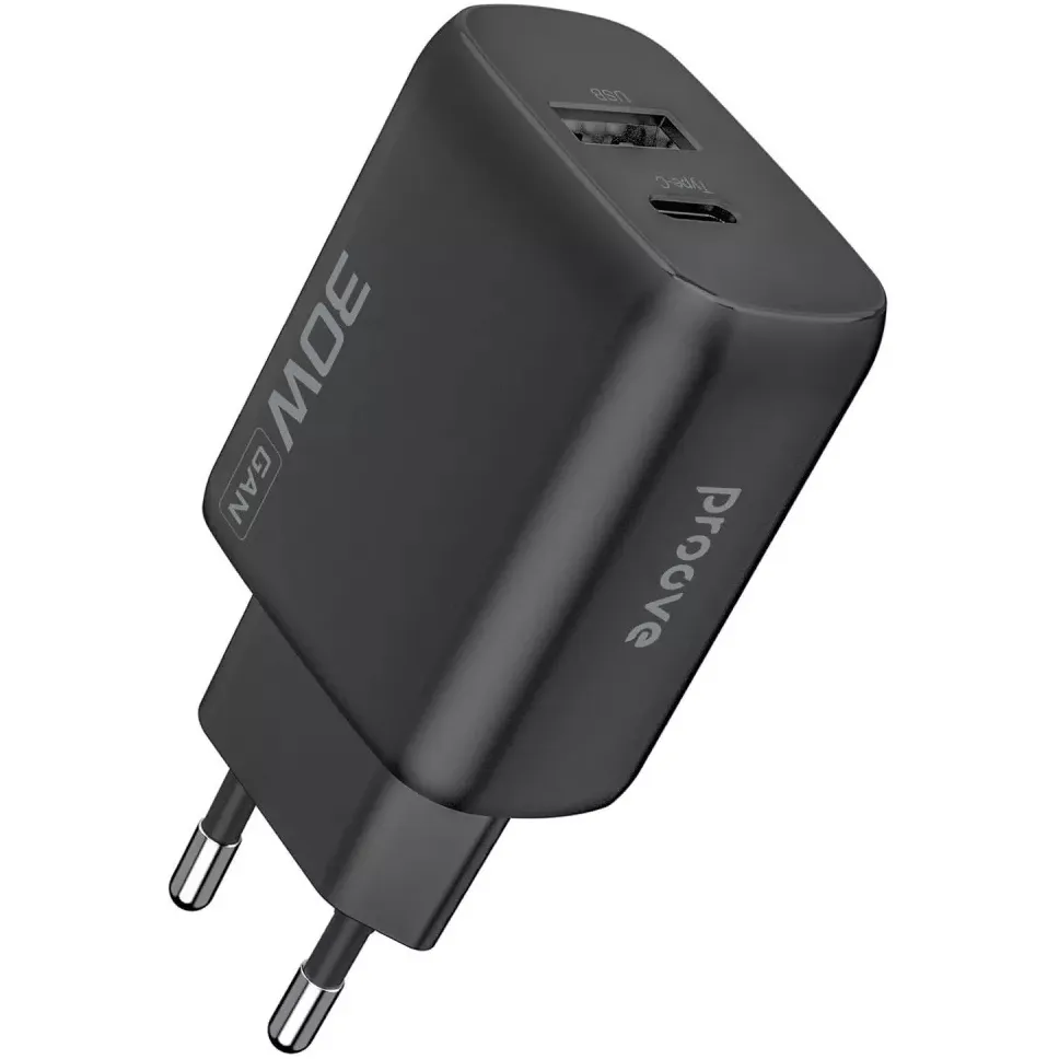 Мережевий зарядний пристрій Proove Silicone Power 2 (1USB-C, 1USB) 30W Black (WCSP23110001) - зображення 1