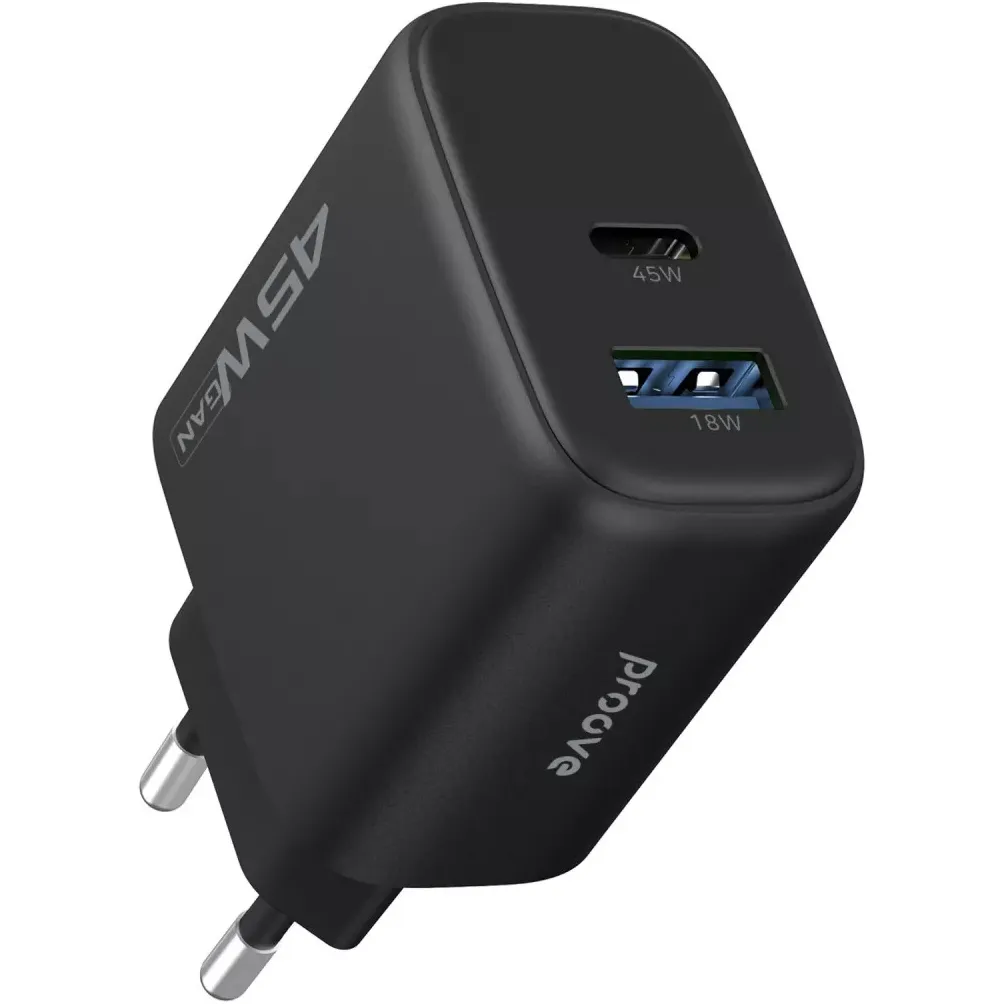Мережевий зарядний пристрій Proove Silicone Power 2 (1USB-C, 1USB) 45W Black (WCSP24110001) - мініатюра 3
