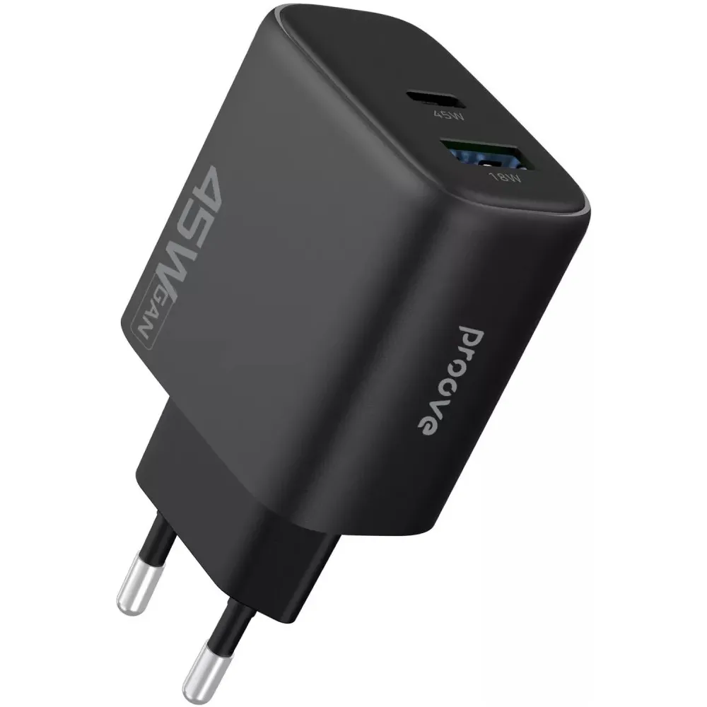 Мережевий зарядний пристрій Proove Silicone Power 2 (1USB-C, 1USB) 45W Black (WCSP24110001) - мініатюра 5