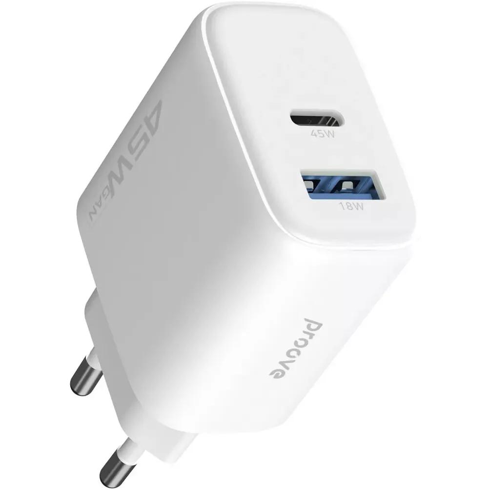 Мережевий зарядний пристрій Proove Silicone Power 2 (1USB-C, 1USB) 45W White (WCSP24110002) - мініатюра 3
