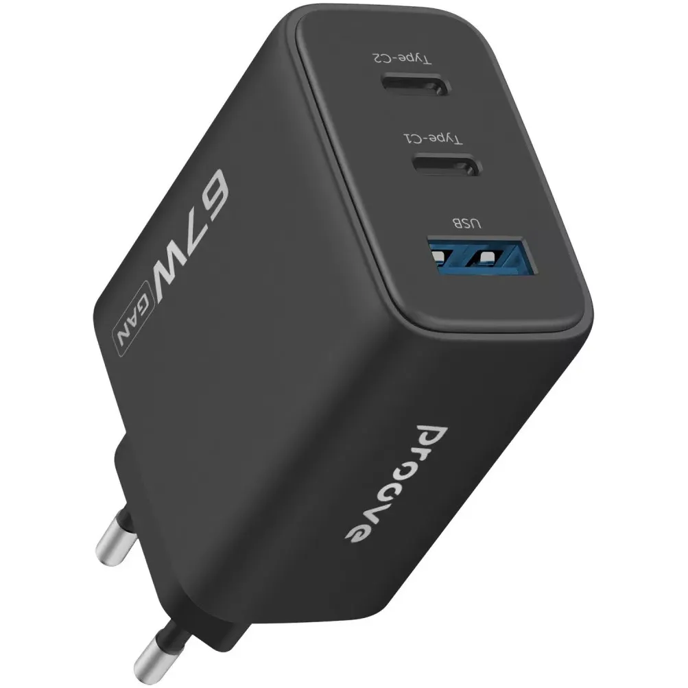 Мережевий зарядний пристрій Proove Silicone Power 2 (2xUSB-C, 1USB) 67W Black (WCSP26120001) - мініатюра 2