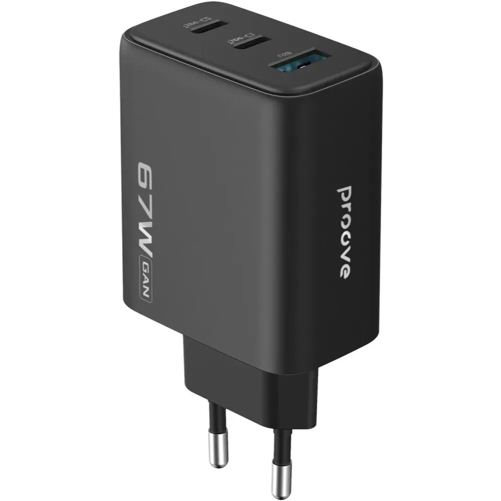 Мережевий зарядний пристрій Proove Silicone Power 2 (2xUSB-C, 1USB) 67W Black (WCSP26120001) - мініатюра 5